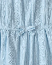 Toddler Girl Textured Romper - Light Blue