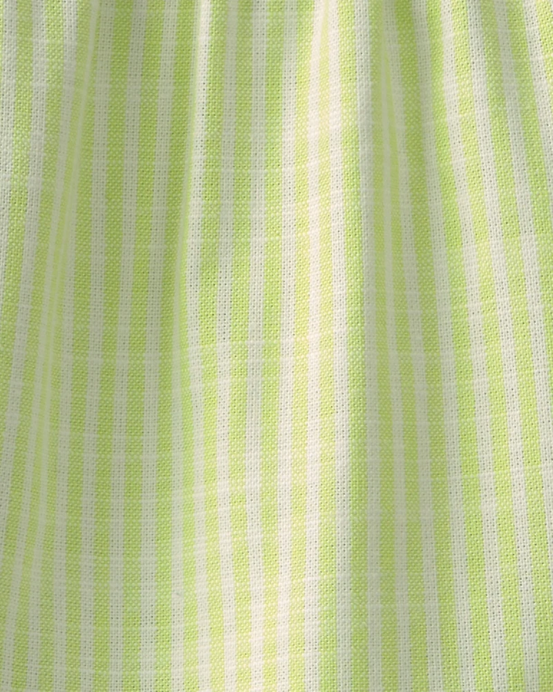 Baby Girl Striped Tiered Dress - Green
