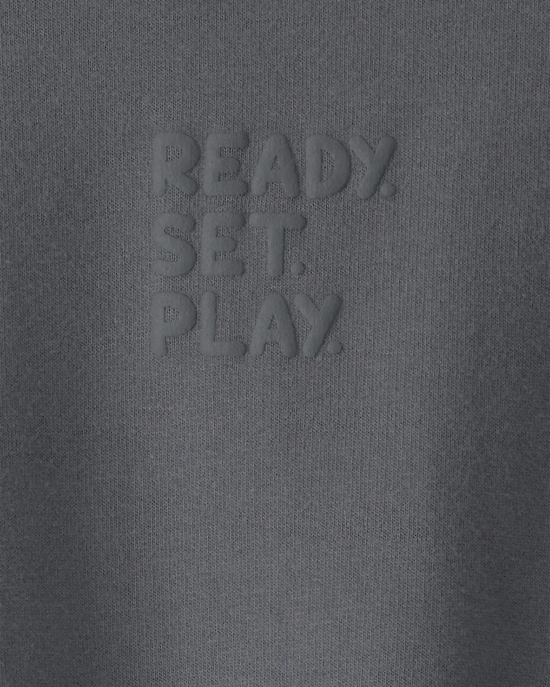 Toddler Girl 'Ready Set Play' French Terry Pullover Sweatshirt - Grey