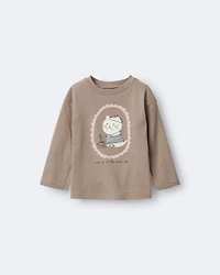 Toddler Girl Cocoa Cat Long-Sleeve Graphic Tee - Tan