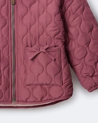 Toddler Girl Quilted Barn Jacket - Burgundy