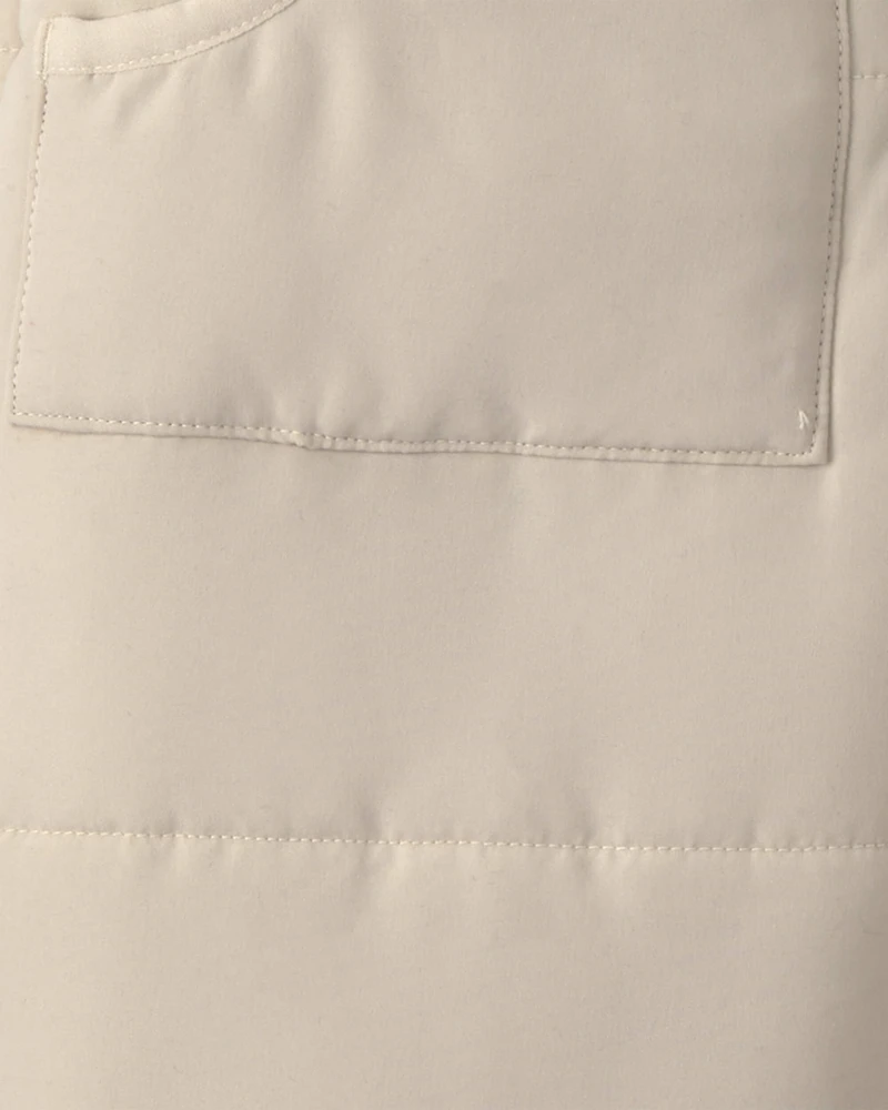 Baby Solid Quilted Pramsuit- Beige