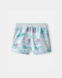 Toddler Boy Palm Tree Swim Trunks - Blue