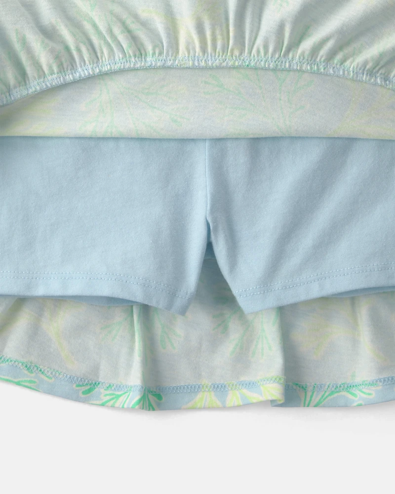 Toddler Girl 2-Piece Tank Top & Tropical Floral Skirt Set - Blue