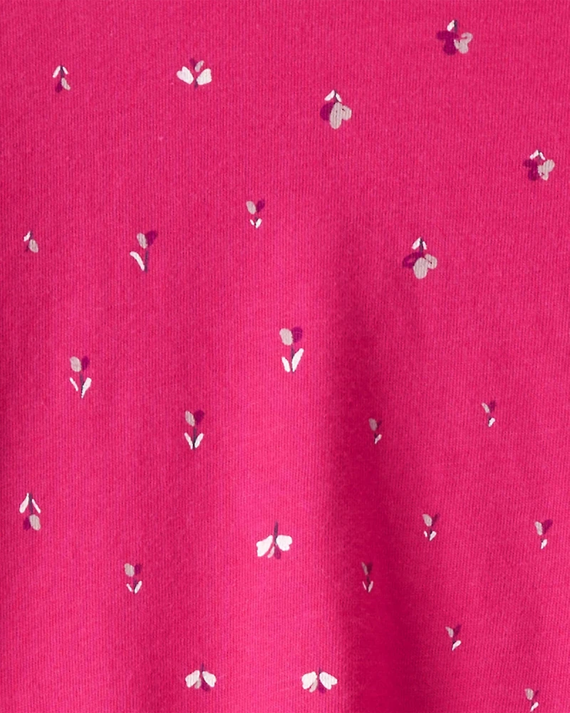 Girls Floral Pocket Tee - Pink