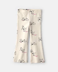 Toddler Girl Dog Cotton Pull-On Stretch Flare Leggings - Cream