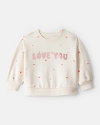 Baby Girl DayDream Fleece Heart Long-Sleeve Pullover Sweatshirt - Ivory