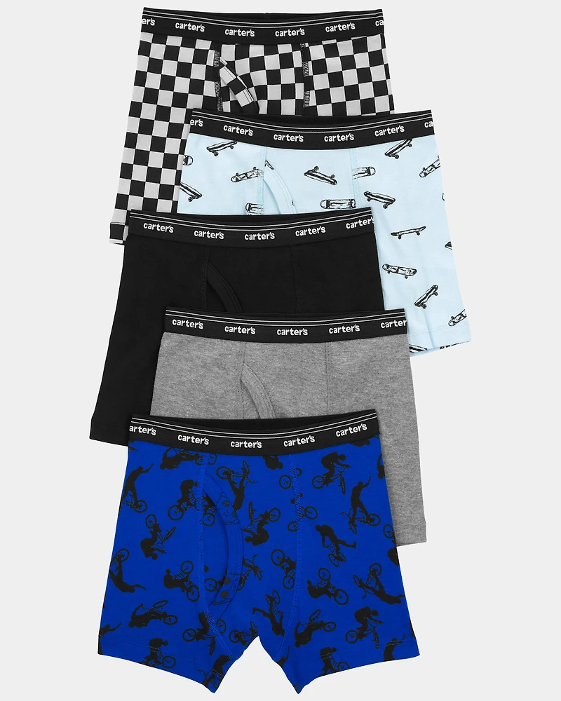 Toddler Boy 5-Pack Checker Print Boxer Brief Underwear
