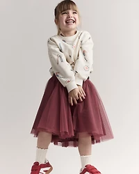 Toddler Girl Avenue Twirl™ Midi Skirt with Tulle - Burgundy
