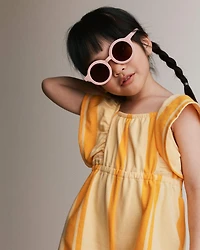 Toddler Girl Ruffle Sleeve Romper Stripes - Yellow