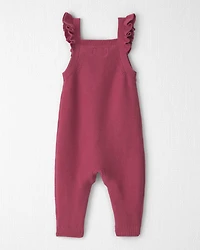 Baby Girl Organic Cotton Sweater Knit Overalls