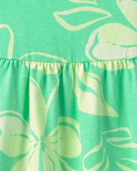 Baby Girl Tropical Floral Sleeveless Dress - Green