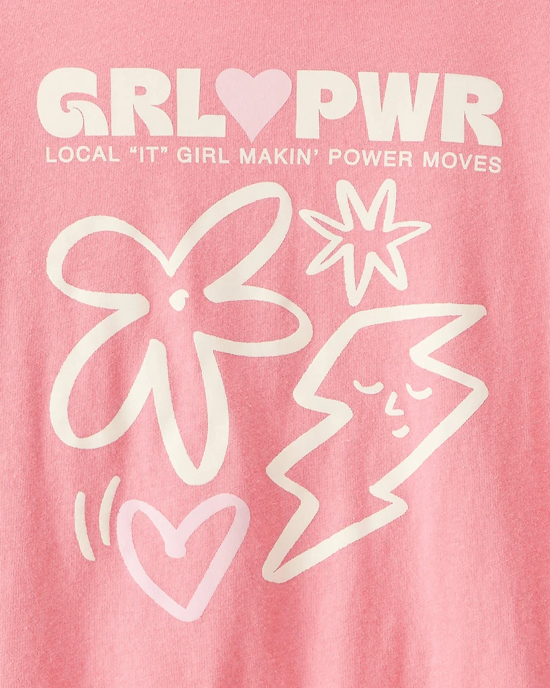 Girls 'Girl Power' Long-Sleeve Graphic Tee - Pink