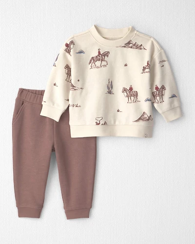 Baby 2-Piece Organic Cotton French Terry Pullover & Pant Set Western Rodeo