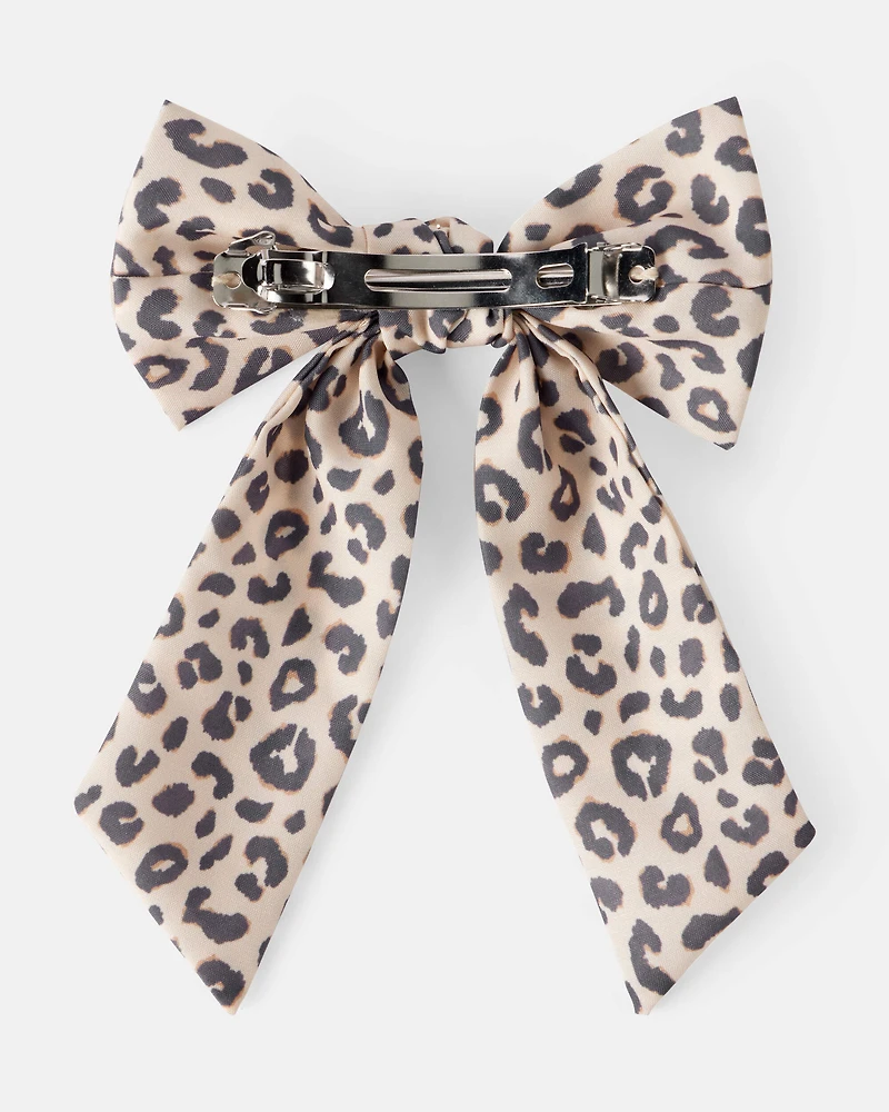 Girls Leopard Print Bow Hair Clip