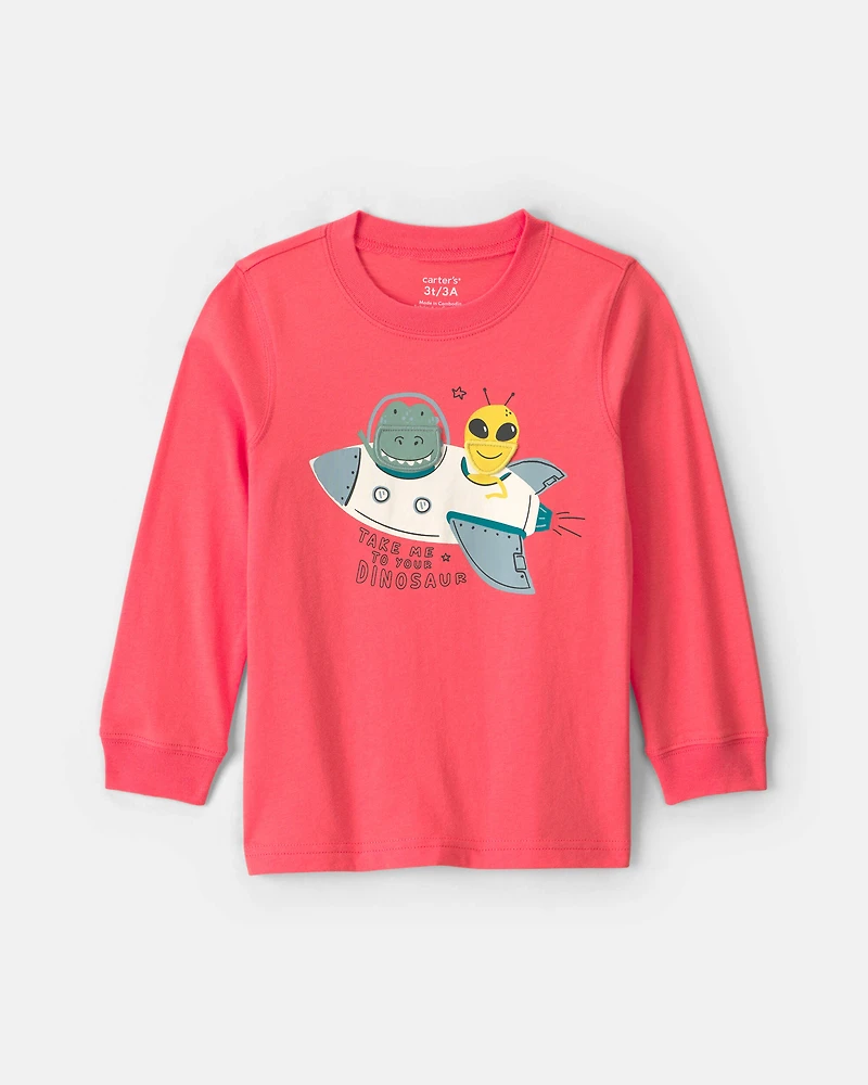 Toddler Boy 'Space Dino' Long-Sleeve Graphic Tee - Orange