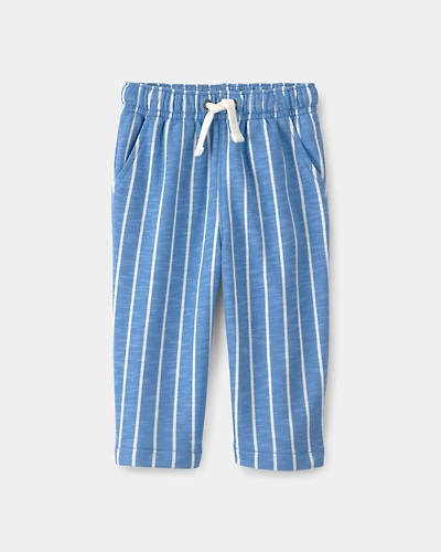 Baby Striped French Terry Pants - Blue/White
