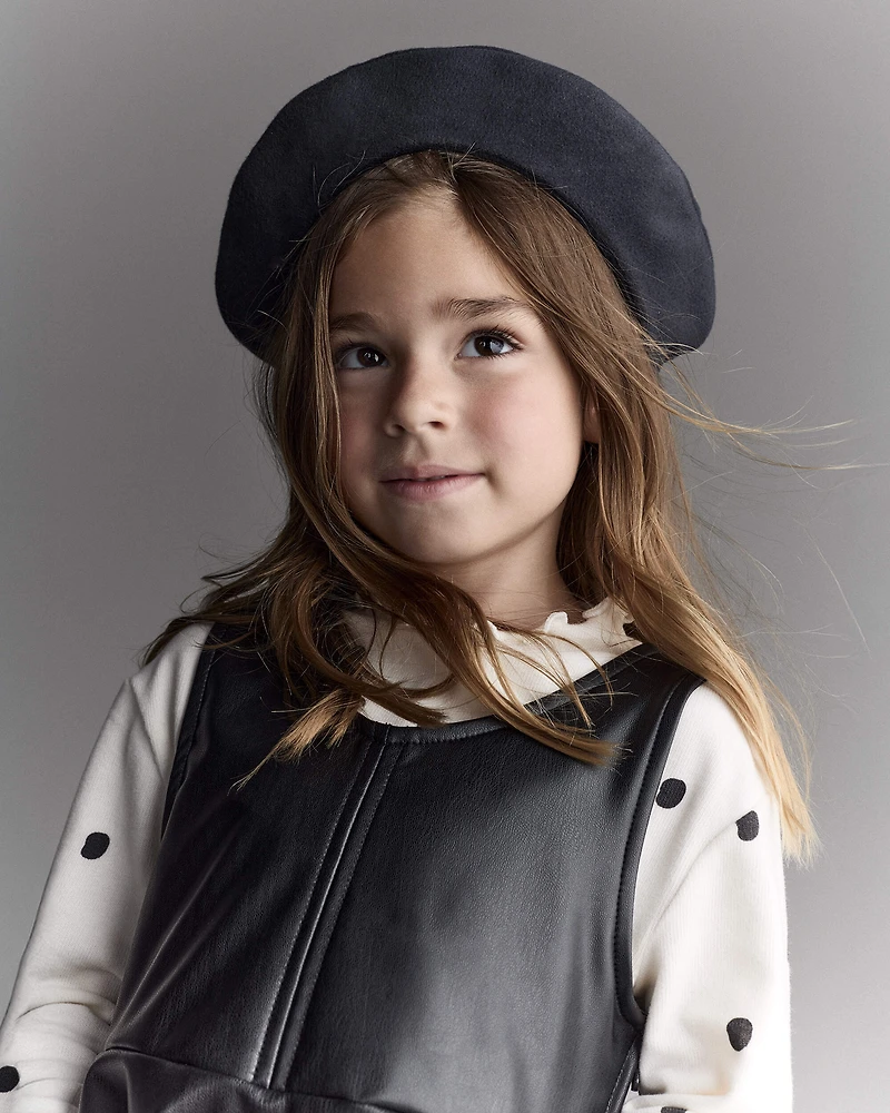 Toddler Girl Beret - Black