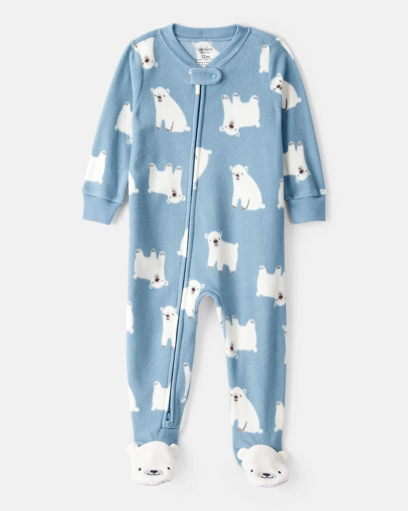 Baby Boy 1-Piece Polar Bear Fleece Footie Pyjama - Blue
