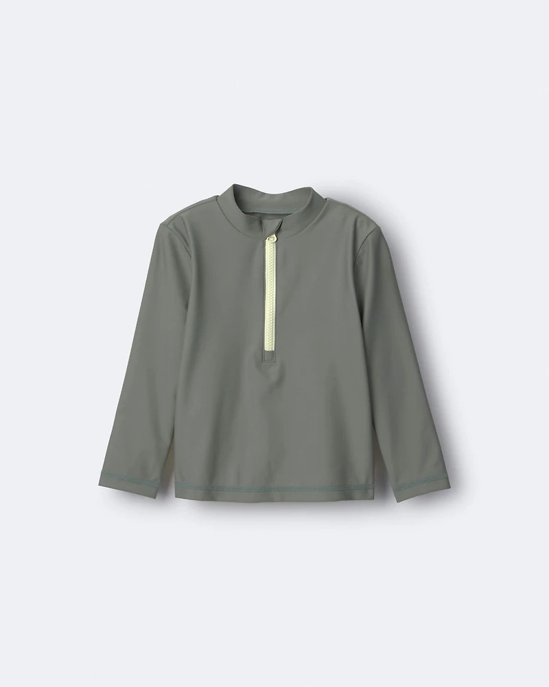 Toddler Half-Zip Long-Sleeve Rashguard - Sage