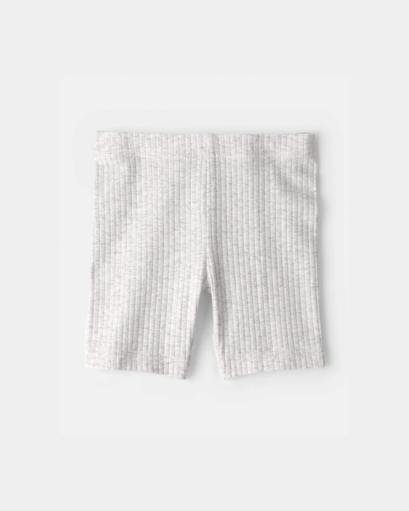 Toddler Girl Rib Bike Shorts - Grey