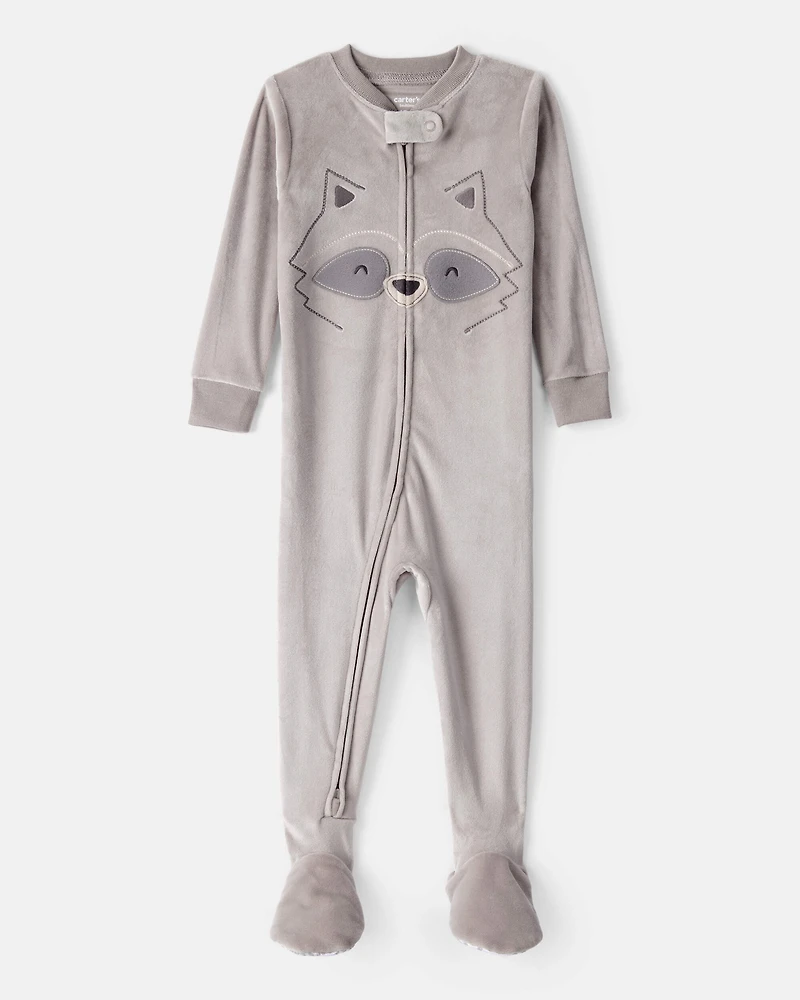 Baby Boy Raccoon DreamPlush Long-Sleeve Snug Fit 1-Piece pyjamas - Grey