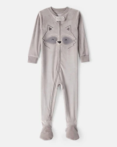 Baby Boy Raccoon DreamPlush Long-Sleeve Snug Fit 1-Piece pyjamas - Grey