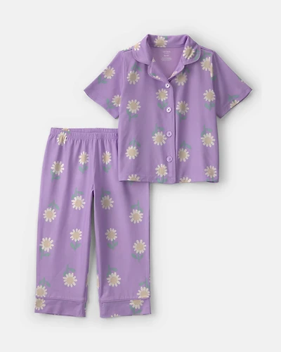 Toddler Girl Heart Short-Sleeve 2-Piece Pyjama Set - Purple