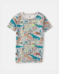 Boys Alligator 100% Cotton Snug Fit 2-Piece Pyjama Set - Grey