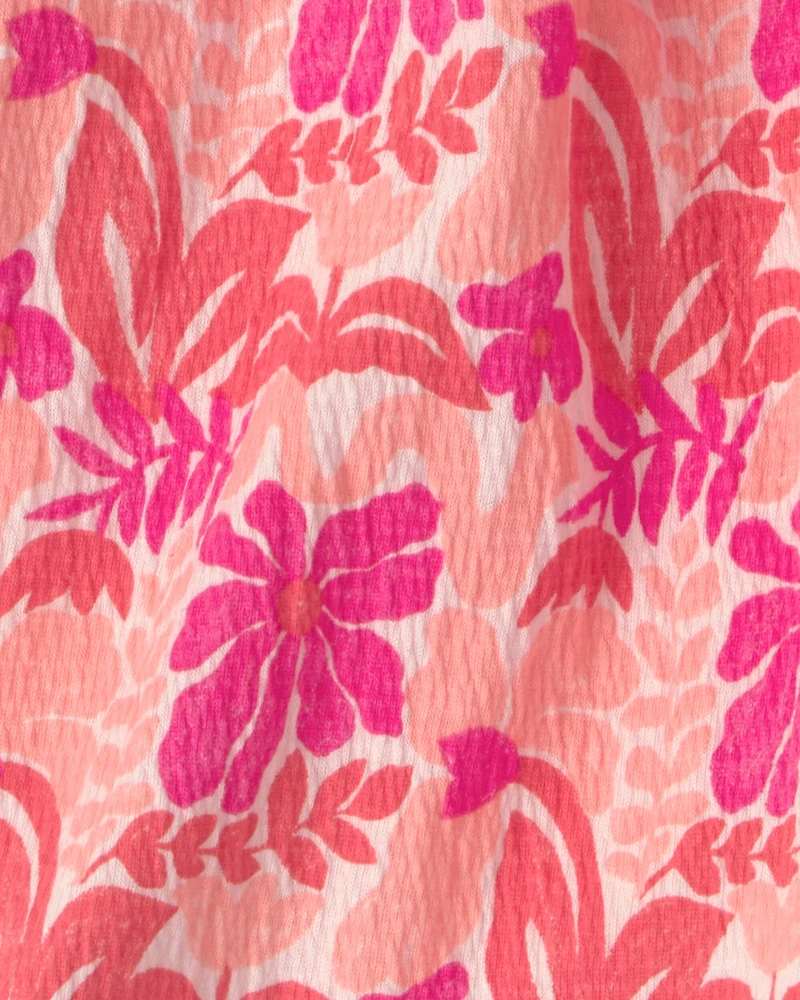 Girls Tropical Floral Gauze Shorts - Pink