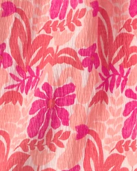 Girls Tropical Floral Gauze Shorts - Pink