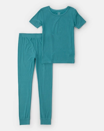 Boys PurelySoft Short-Sleeve Snug Fit 2-Piece Pyjama Set - Blue