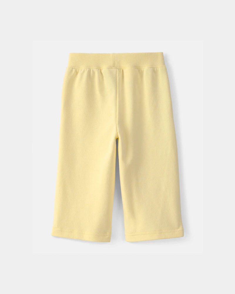 Baby Girl French Terry Wide-Leg Active Pants - Yellow
