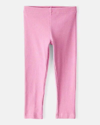 Toddler Girl Cotton Rib Pull-On Stretch Leggings - Purple
