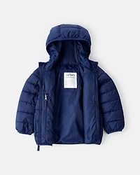 Toddler Boy Midweight Packable Puffer - Navy Blue
