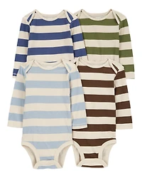 Baby 4-Pack Striped Long-Sleeve Bodysuits
