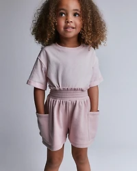 Toddler Girl Swing Short with Pockets - Rose