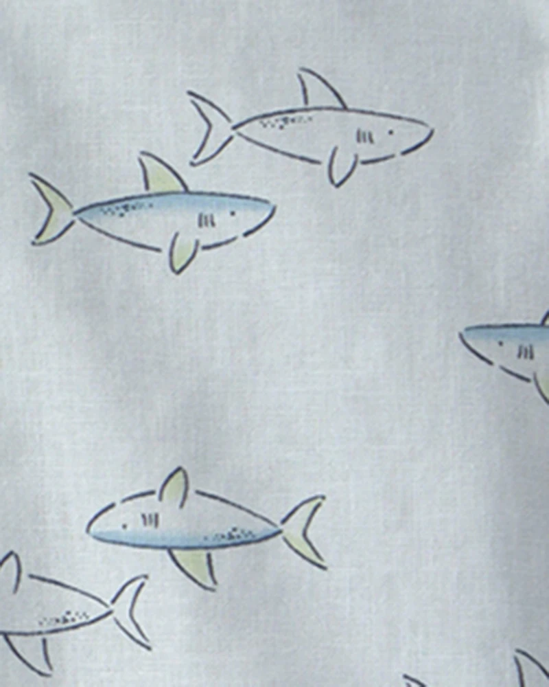 Baby 3-Piece Shark Top & Short Set - Blue