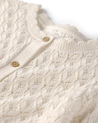 Girls Organic Cotton Pointelle Sweater Cardigan