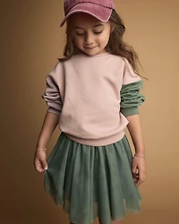 Toddler Girl Avenue Twirl™ Mini Skirt with Tulle - Olive