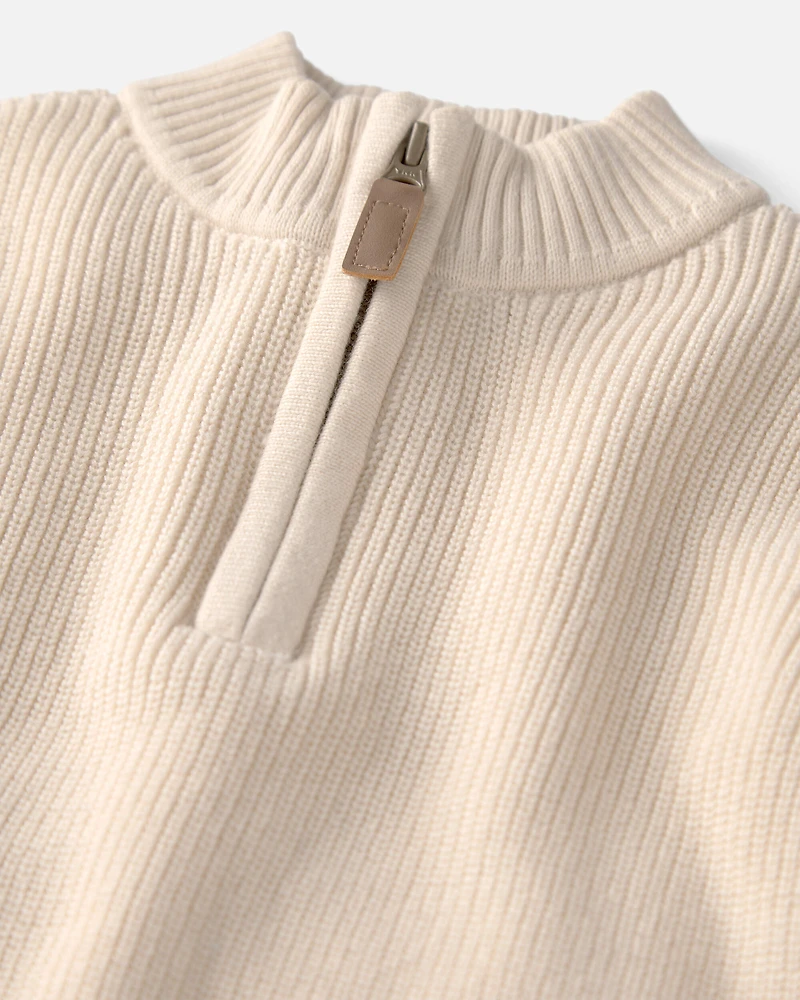 Toddler Boy Organic Cotton Zip-Up Jacket Cream