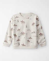 Kid French Terry Sweatshirt Made with Organic Cotton Western Rodeo Print