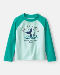 Toddler Boy Whale Long-Sleeve Rashguard Top - Green