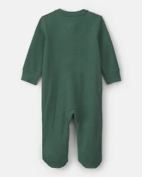 Baby Boy Moose Cotton 2-Way Zip Thermal Sleepers - Green
