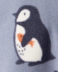 Baby Boy Penguin DreamPlush Snug Fit 2-Way Zip Sleeper - Grey