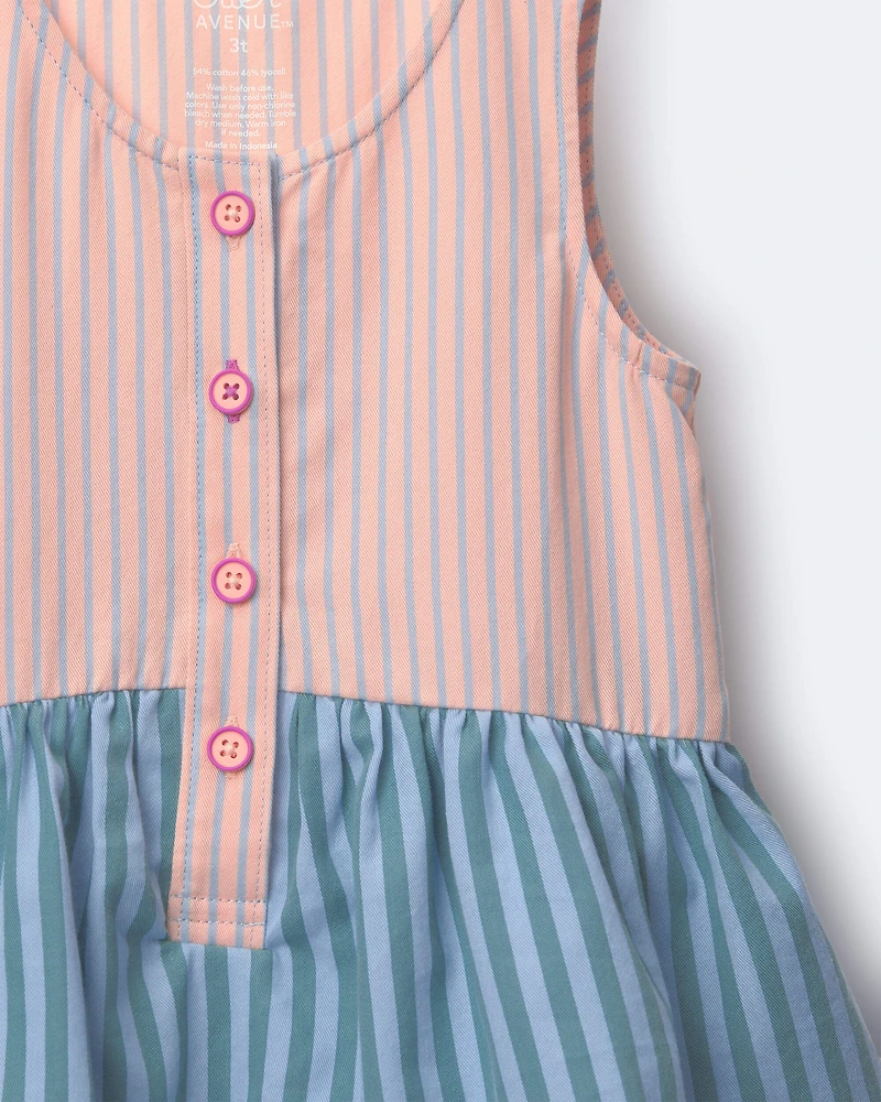 Toddler Girl Tiered Drop-Waist Dress Stripes - Blue/Purple