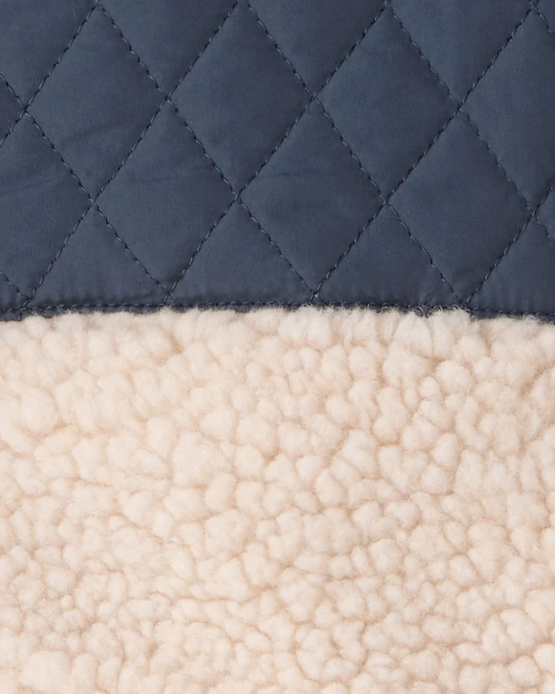 Toddler Boy Colour Block Hooded Zip-Up Jacket - Khaki/Navy