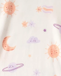 Toddler Girl Space Constellation Tie-Dye 100% Cotton Snug Fit 4-Piece Pajama Set - Purple