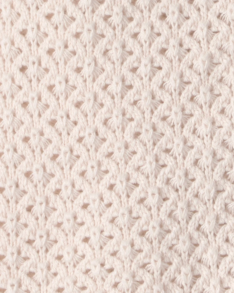 Baby Girl Organic Cotton Sweater Romper Cream