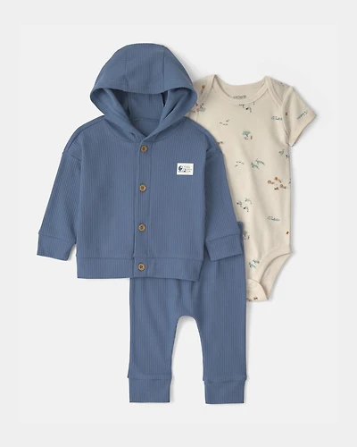 Baby Boy 3-Piece Safari Layering Set - Blue/Cream